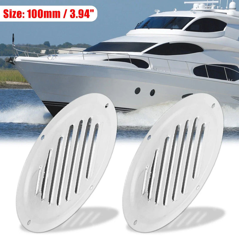 Vent 2 x 4 Inch Round Marine Boat Louvered Vent 316 Stainless Steel