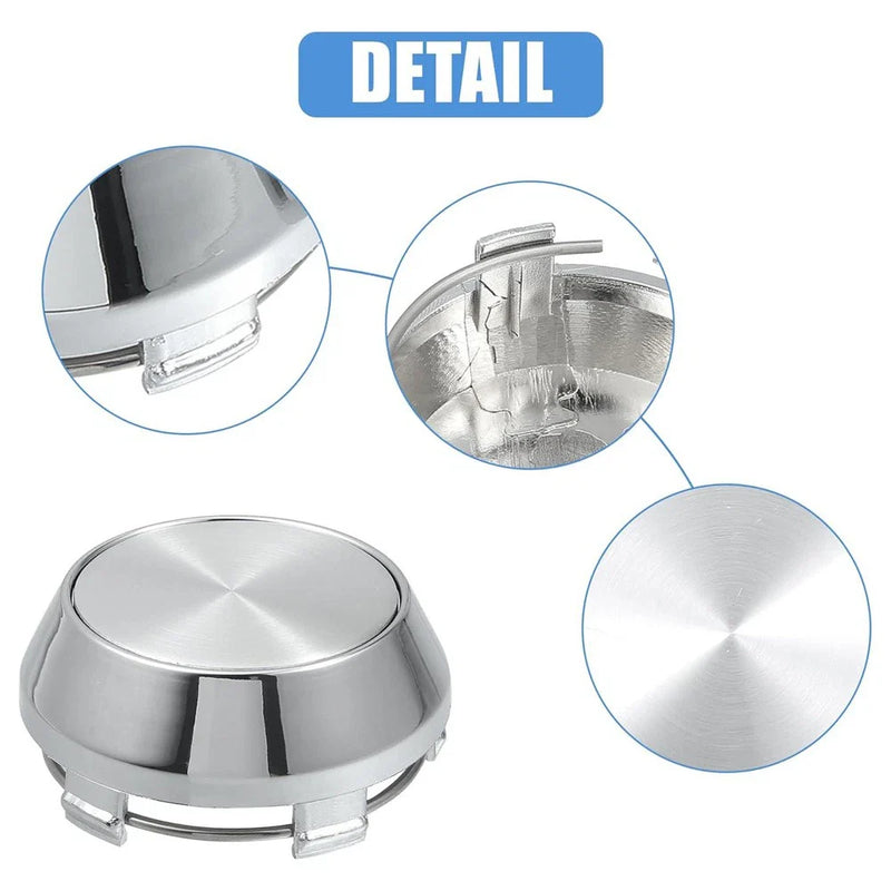 Universal Rims No Logo 4 Pcs 60mm Chrome Wheel Center Caps