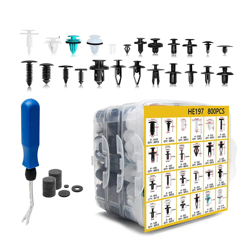 821 Pcs Car Body Trim Bumper Push Pin Retainer Clips Assortment