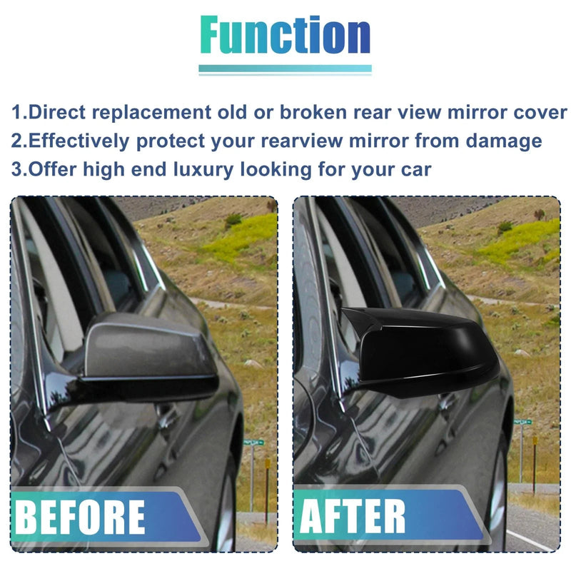 BMW 535i GT Door Wing Rearview Side Mirror Cover Cap Black (2011-2013)