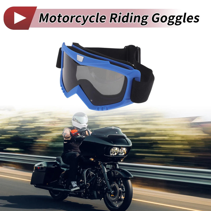 1Pc Motorcycle Riding Goggles Deep Gray Lens Blue Frame PC Cycling Sunglasses
