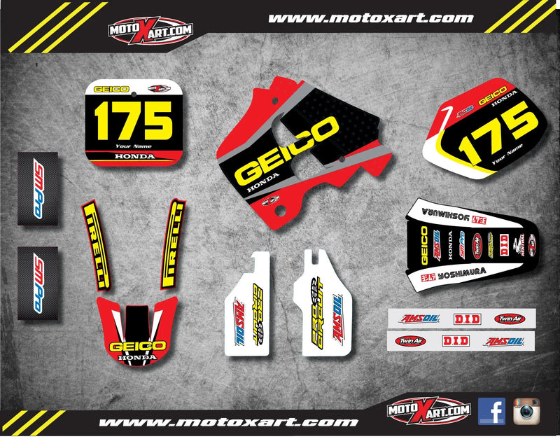 Honda CR 250 Sonic Style Full Graphic Kit Stickers (1997-1999)