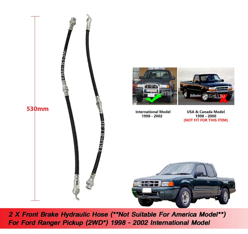 Ford Ranger 2WD Front Brake Hydraulic Hose (1998-2002)