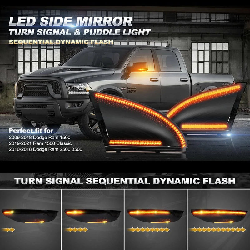 Dodge Ram 1500 2500 Sequential LED Mirror Turn Signal Lamp (2009–2018)