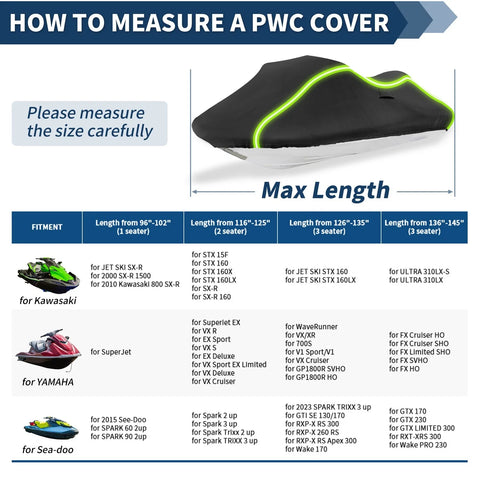 Kawasaki Cover / 126-135 / 3 Seat PWC Cover Waterproof