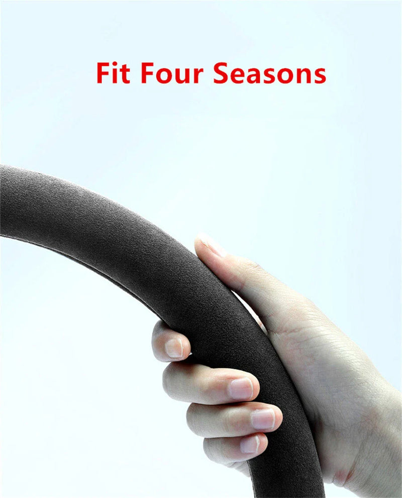 Universal Cars 38cm Black Suede Alcantara Steering Wheel Cover