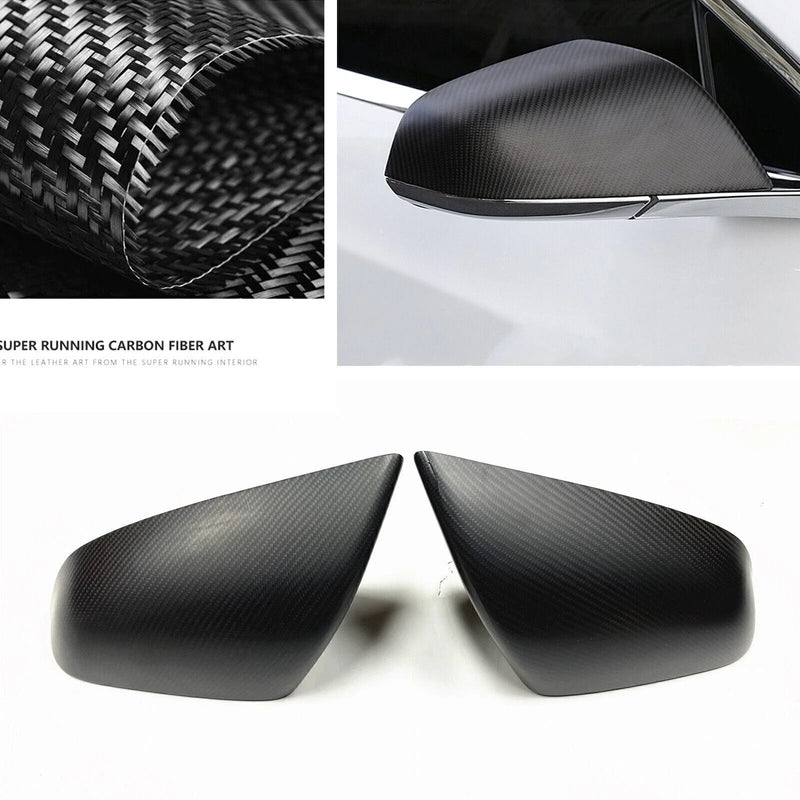 Tesla Model S Matte Black Carbon Fiber Mirror Covers (2012-2020)