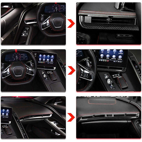 Corvette C8 4pcs Carbon Fiber Interior Console Dashboard Panel (2020-2023)