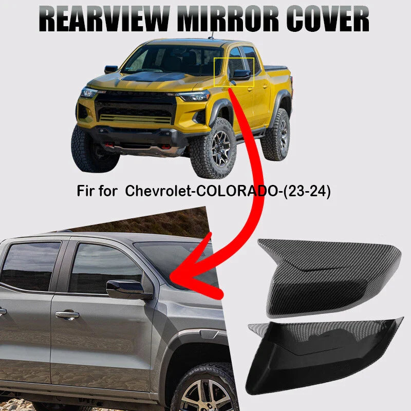 Chevy Colorado Carbon Fiber Style Rear View Side Mirror Cover Caps (2023-2024)