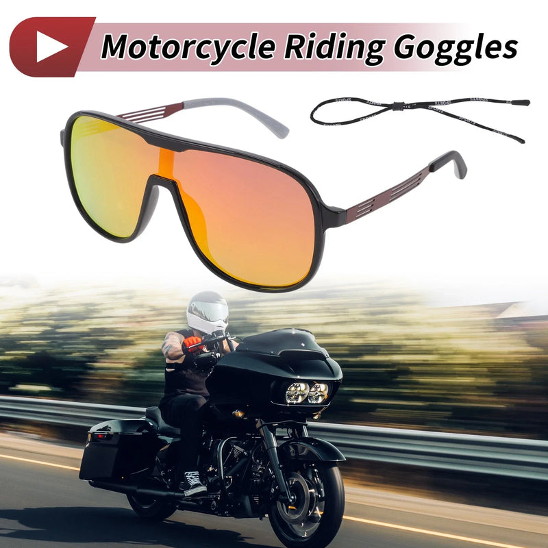 1 x Set Motorcycle Riding Goggles Red Lens Black Frame Tri-Acetyl Cellulos PC