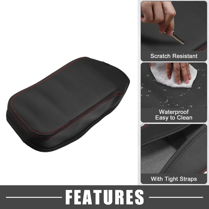 Nissan Sentra Armrest Seat Box Cover Protector Black Pad Red Line (13-19)