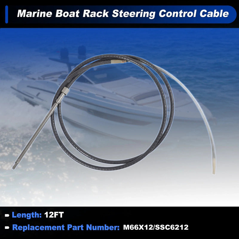 Boat 12 ft M66X12 Marine Boat Rack Steering Control Cable Black