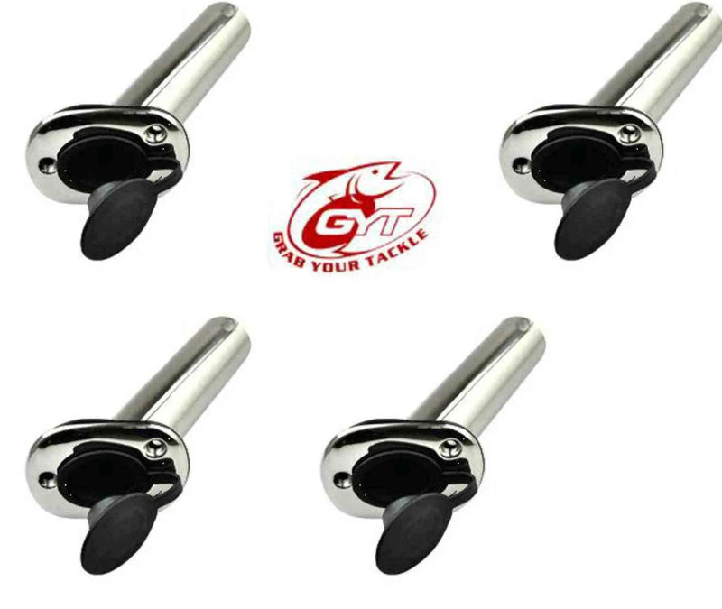 4x 316 Marine Grade Stainless Steel 30° Angled Boat Fishing Rod Holders
