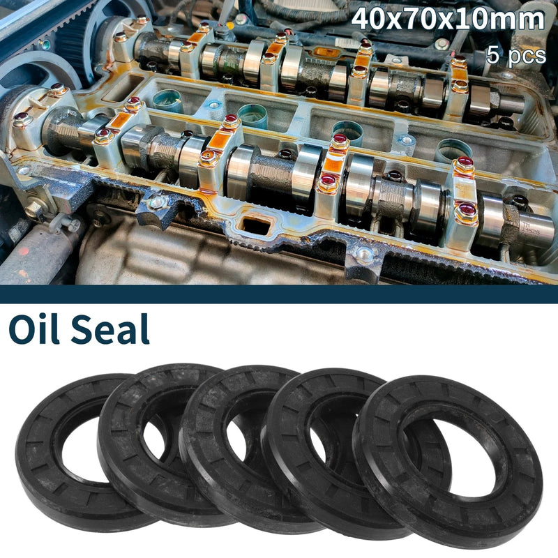 Oil Seal 40x70x10mm NBR Rubber Rotary Shaft Seal Black 5Pcs
