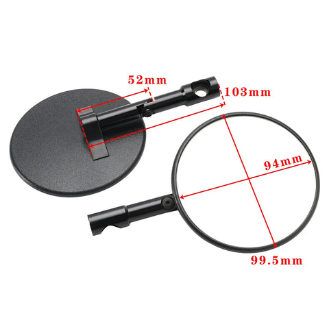Superbike Handlebar End Mirrors 2 x Black Round Plastic M8 M10