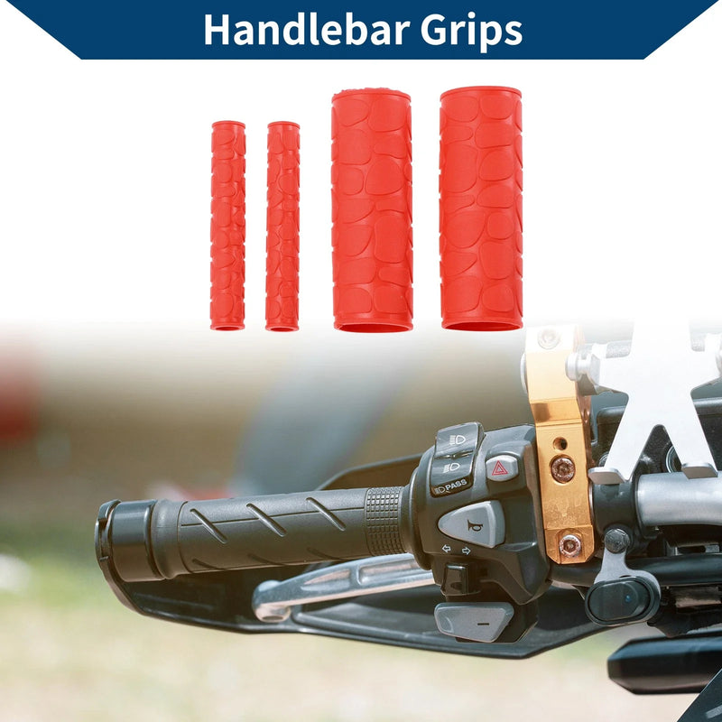 Motorcycle 1 1/8” / 29mm Hand Grips Covers Kit Rubber Red