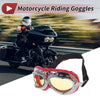 Motorcycle Riding Goggles Yellow Lens Red Silver Tone Frame PC PU Sponge