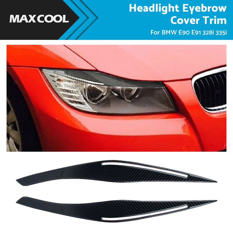 BMW E90 E91 328i 335i Carbon Fiber Headlight Eyelid Covers (2007-2013)