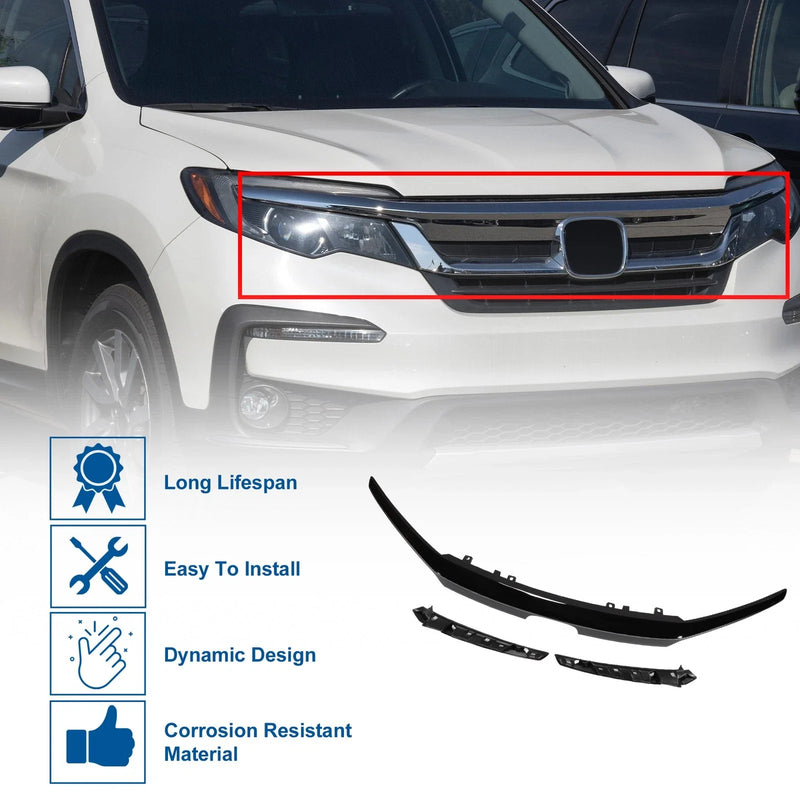 Honda Pilot (2019-2021) Black Front Upper Bumper Grille