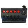 Marine / Caravan Switch Panel LED 5 Gang with USB Socket & Circuit Breakers