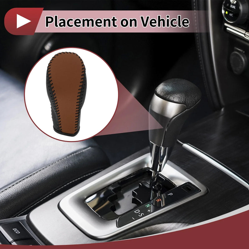 EX35 Black Brown Faux Leather Gear Shift Knob Cover (2008-2012)