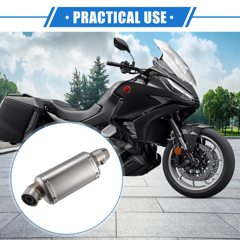 Motorcycle Car Muffler Exhaust 12.20 Length 1.50 ID Matte Silver Tone