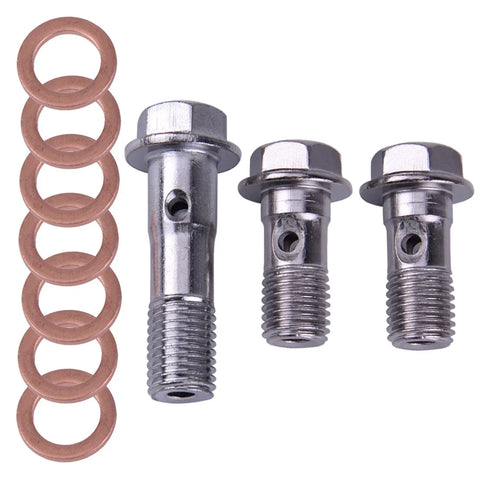 Yamaha, Kawasaki, Suzuki 3 x M10 x 1.25 Motorcycle Brake Banjo Bolts