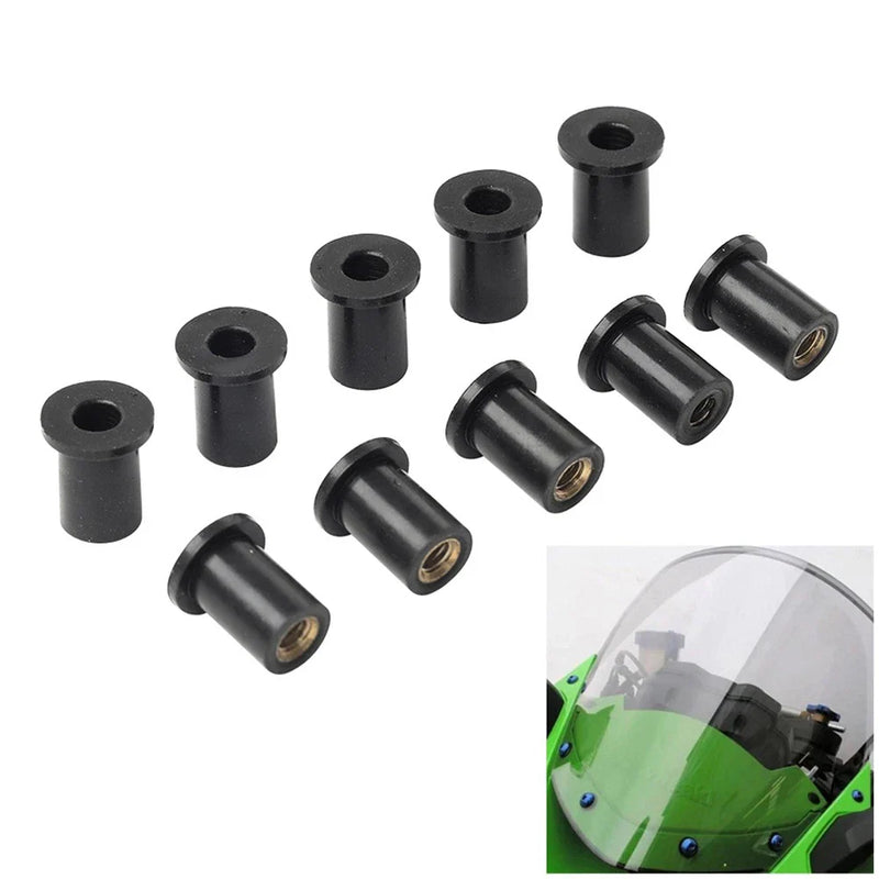 Motorcycle Fairing Vibration Dampers 10PCS M5 Windshield Rubber Nuts
