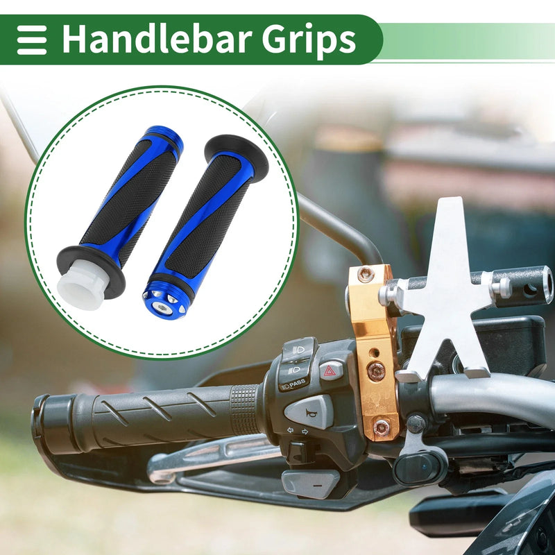 Make Model 7/8" 22mm Motorcycle Hand Grips Cover Aluminum Alloy Rubber Blue