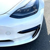 Tesla Model 3 Black Front Bumper Side C Canards Covers Trim (2017–2023)