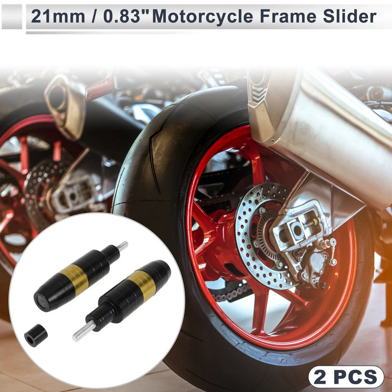 Make Model 8mm Aluminum Alloy Motorcycle Slider Frame 2 x Pcs Gold Tone