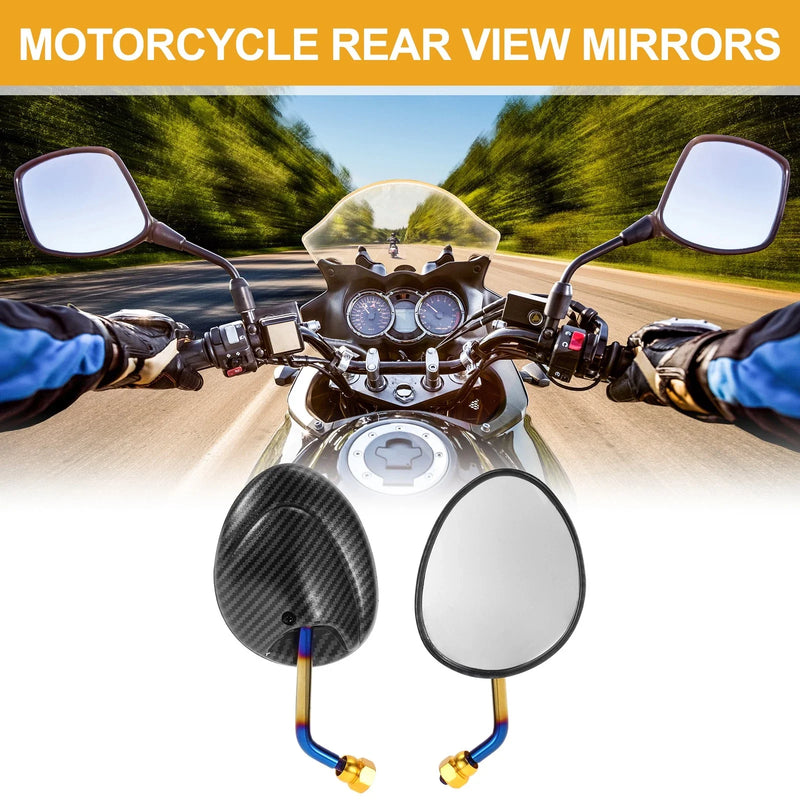 M10 Motorcycle Rear View Mirror Carbon Fiber Pattern Black