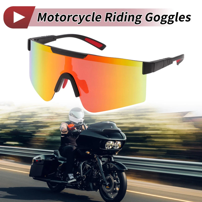 Motorcycle 1Pc Goggles Red Lens Black Frame Tri-acetel Cellulose PC
