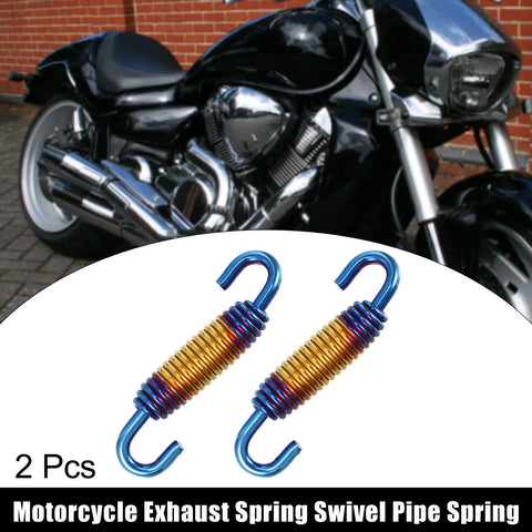 Motorcycle 2 x Exhaust Pipe Spring 58mm 2.28" Stainless Gold Tone