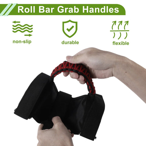 Jeep Wrangler 1955-2023 - 2 x Red Handles Roll Bar Grab Handles