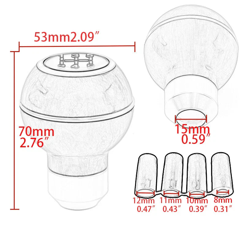 Universal Cars Carbon Fiber Black Round Ball Gear Shift Knob