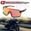Motorcycle Riding Red Lens Black Frame Outdoor Sunglasses Goggles