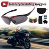 Motorcycle Riding Goggles Dark Gray Lens Red Black Frame PC Cycling Sunglasses