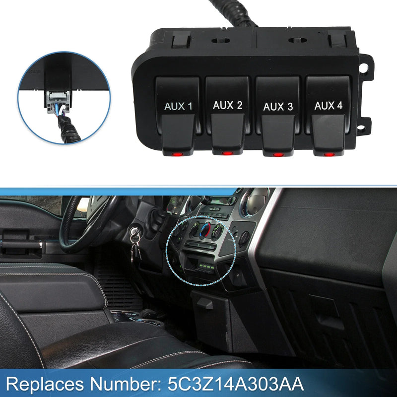 Ford F250 F350 In-Dash Auxiliary Upfitter Switch Panel (2005-2007)