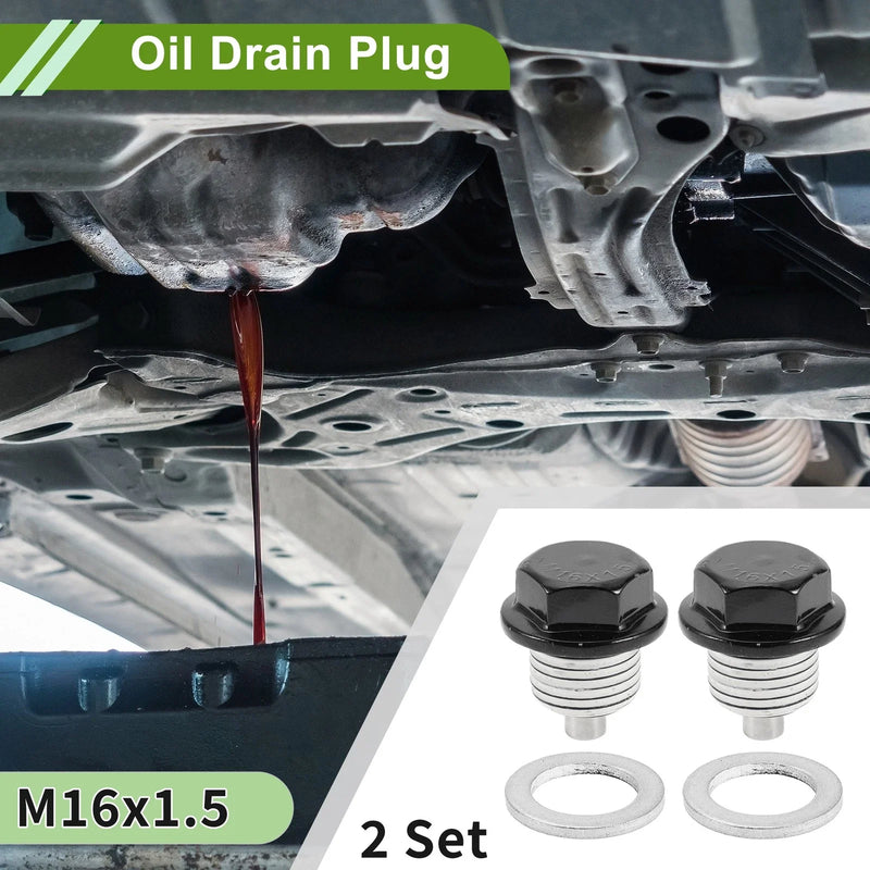 Car / Motorcycle M16x1.5 Aluminum Oil Drain Plug W/ Gasket 2 x