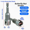 Car Alloy Forged Slotted Butterfly Nut Socket Wrench 14 Hex Drive