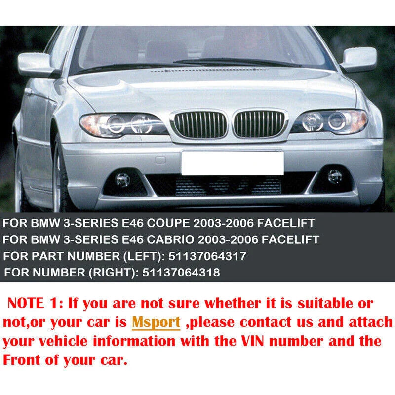 BMW E46 325Ci 330Ci 2 x DR LCI Matte Black Front Kidney Grill (2003-2006)