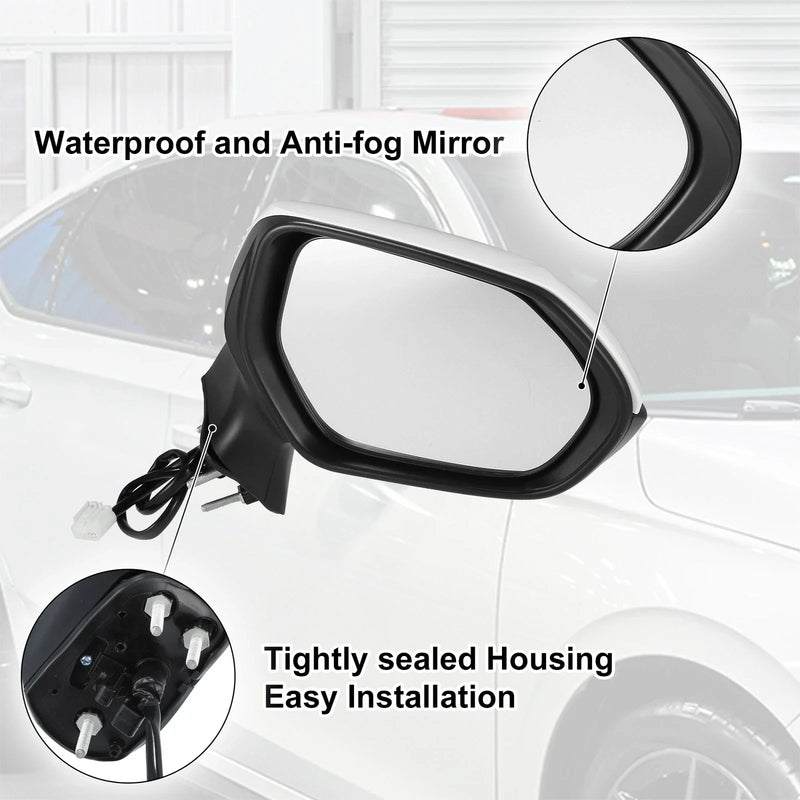 Toyota Corolla 3 Pin Right Side Exterior Door Mirror Assembly White (20-22)
