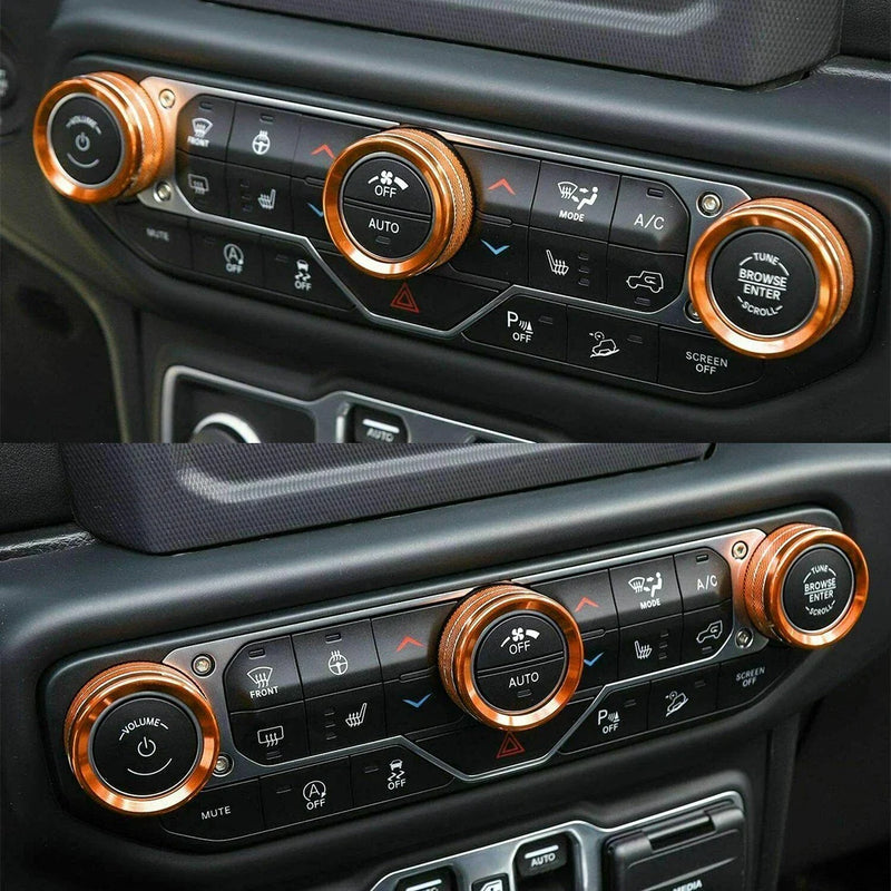 Jeep Wrangler 4x Air Conditioning & Headlight Button Cover Rings (2018-2023)