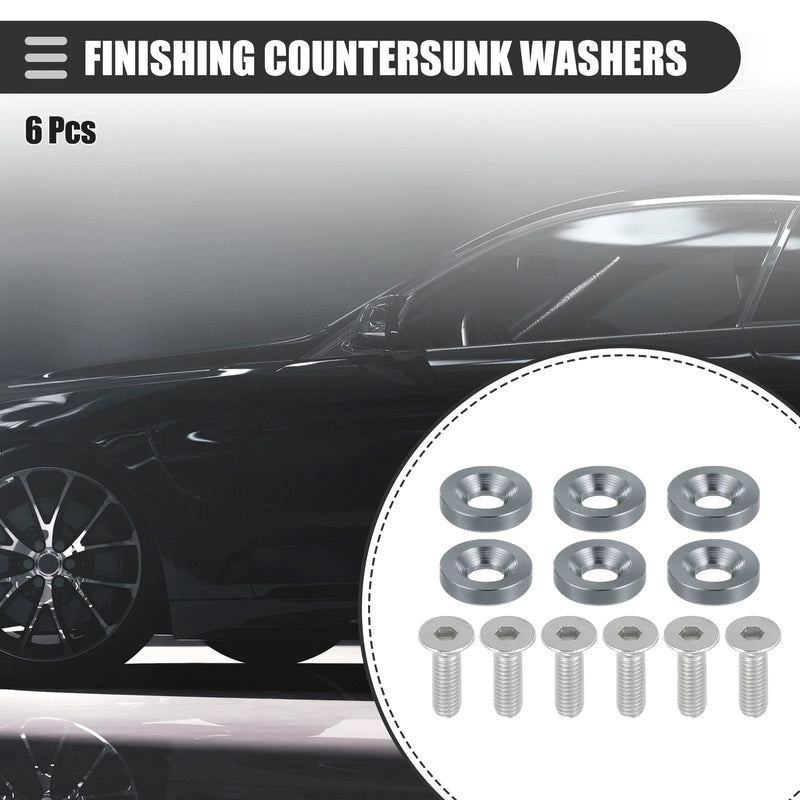 Motorcycle Titanium Tone 6pcs Finishing Countersunk Washers Fastener Kit