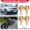 Car Motorcycle 4 x Banjo Bolt Hose Barb Fitting 18mm ID 10mm OD
