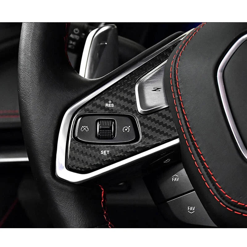 Corvette C8 2020+ Carbon Fiber Steering Wheel Button Cover Trim