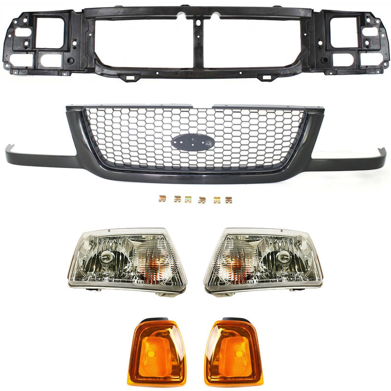 Grille Assy Kit Includes Headlights Corner Lights Header