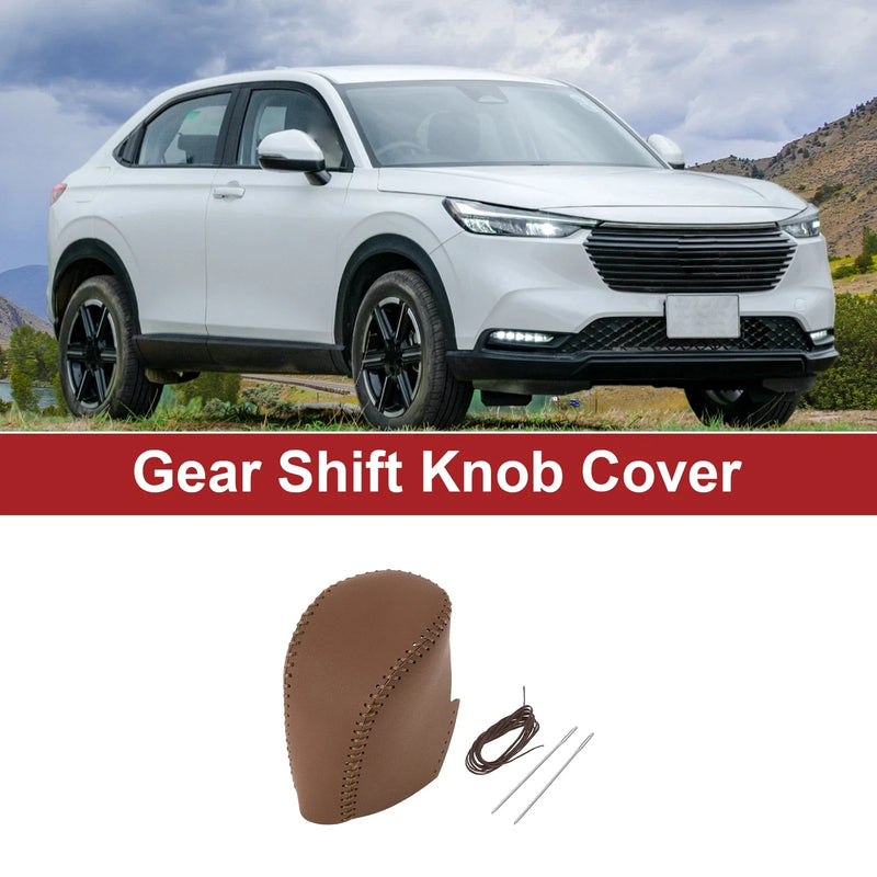 Honda HR-V (2023-2024) Brown Faux Leather Car Gear Shift Knob Cover 1 Pcs