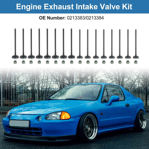 Honda Civic D16Z6 D17A1 A2 16pcs Intake Exhaust Valves & Seals (1992-2005)